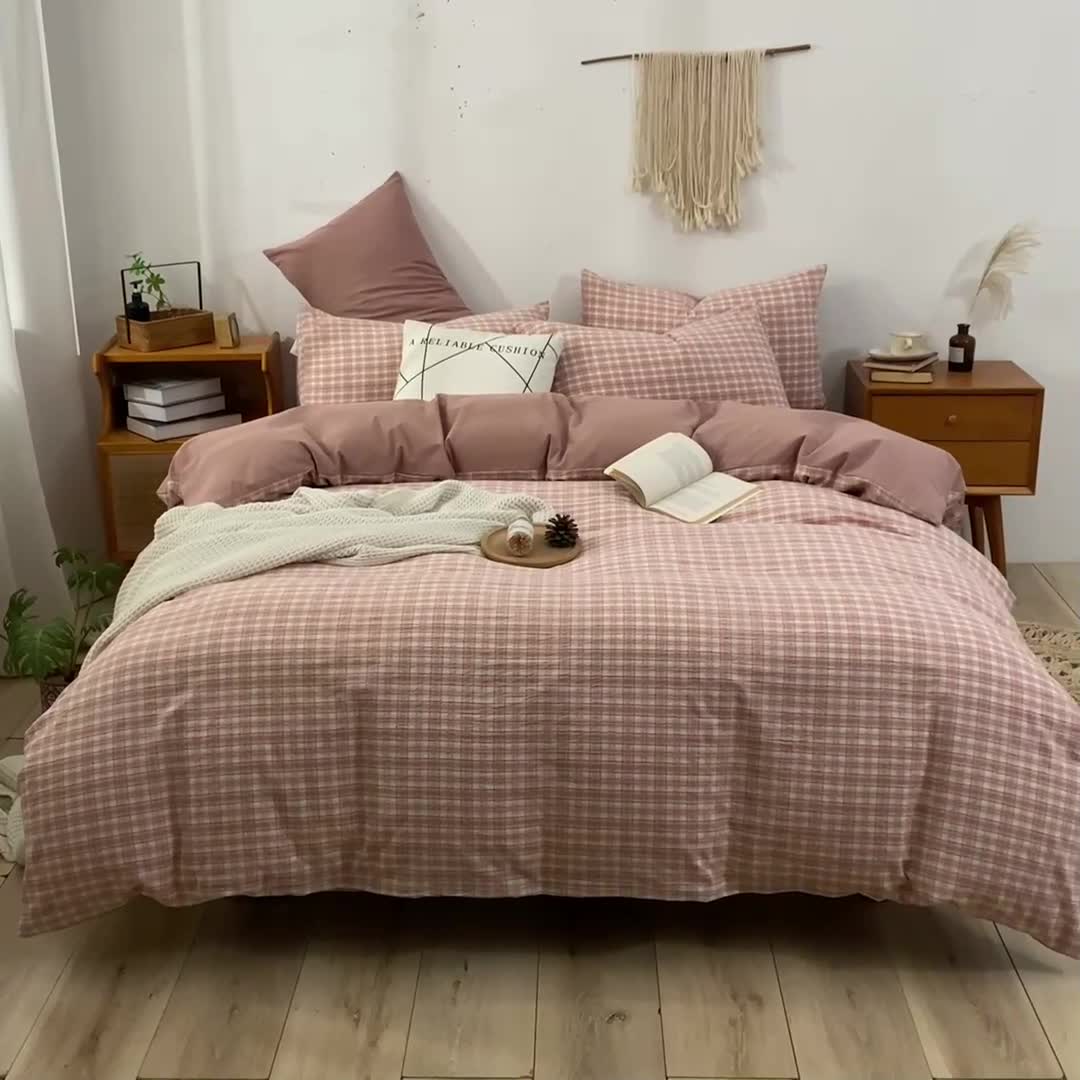 91家纺网 家纺一手货源 找家纺 ab家纺 2022新款全棉水洗棉四件套 寻梦  咖