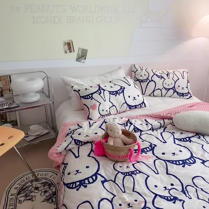 91家纺网 家纺一手货源 找家纺 星期八 2022新款豆豆夏被包边款 大白兔