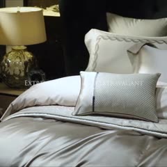 91家纺网 家纺一手货源 找家纺 ol锦缎高精密200支纯色居家工艺床单床盖四件套梦巴黎月光白