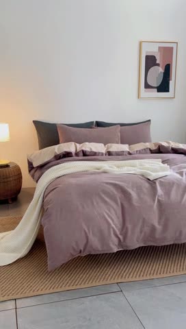 91家纺网 家纺一手货源 找家纺 (总)棉邦 2022新款全棉色织水洗棉四件套