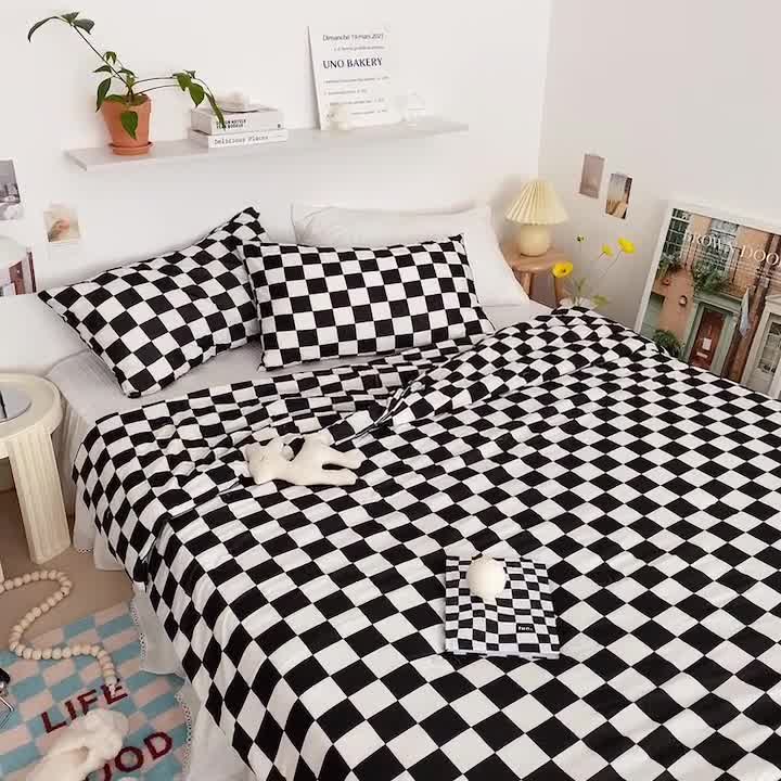 91家纺网 家纺一手货源 找家纺 （总)星期八 2022新款棋盘格针织棉夏被