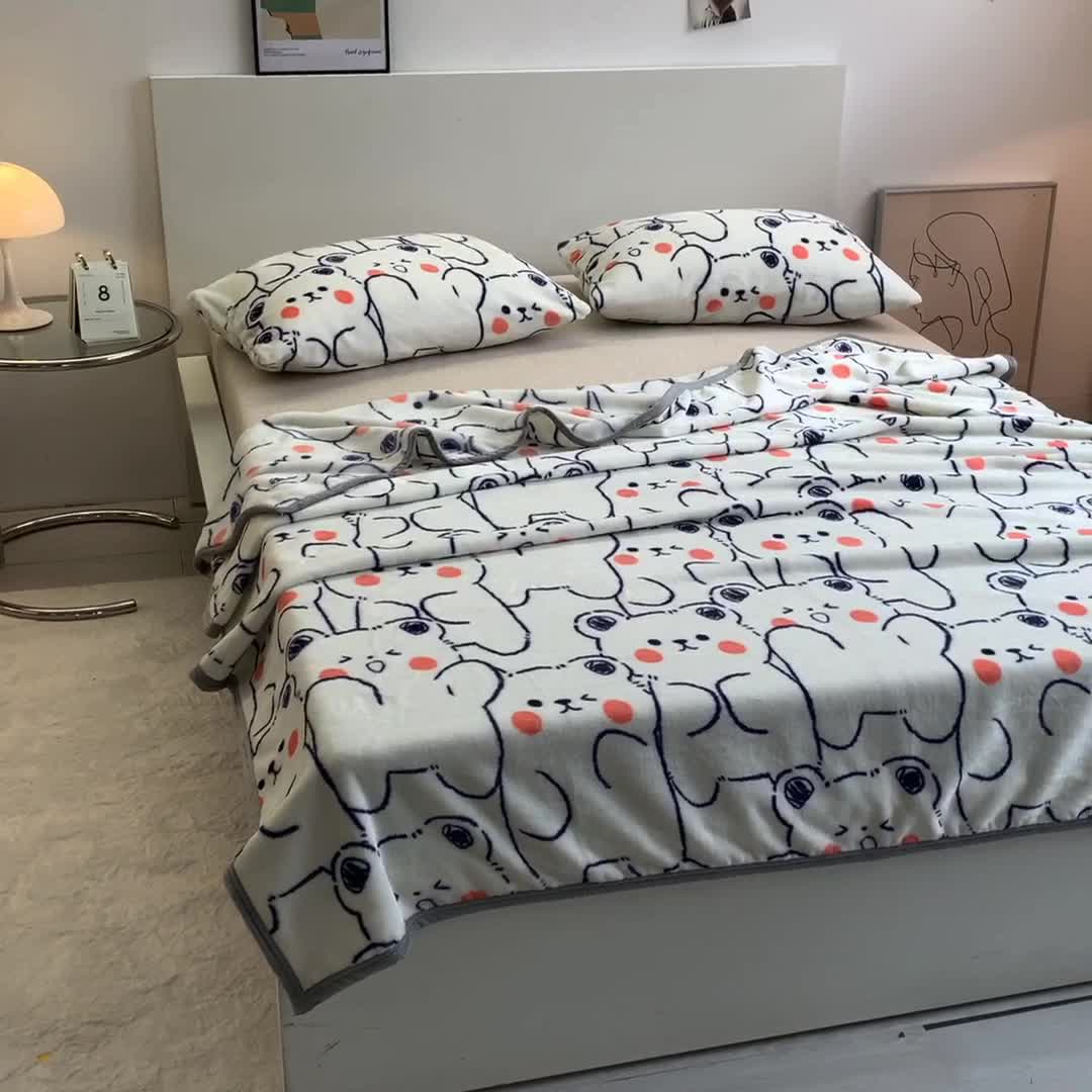 91家纺网 家纺一手货源 找家纺 慕尚 2025新款雪貂绒四季毛毯 小熊宝