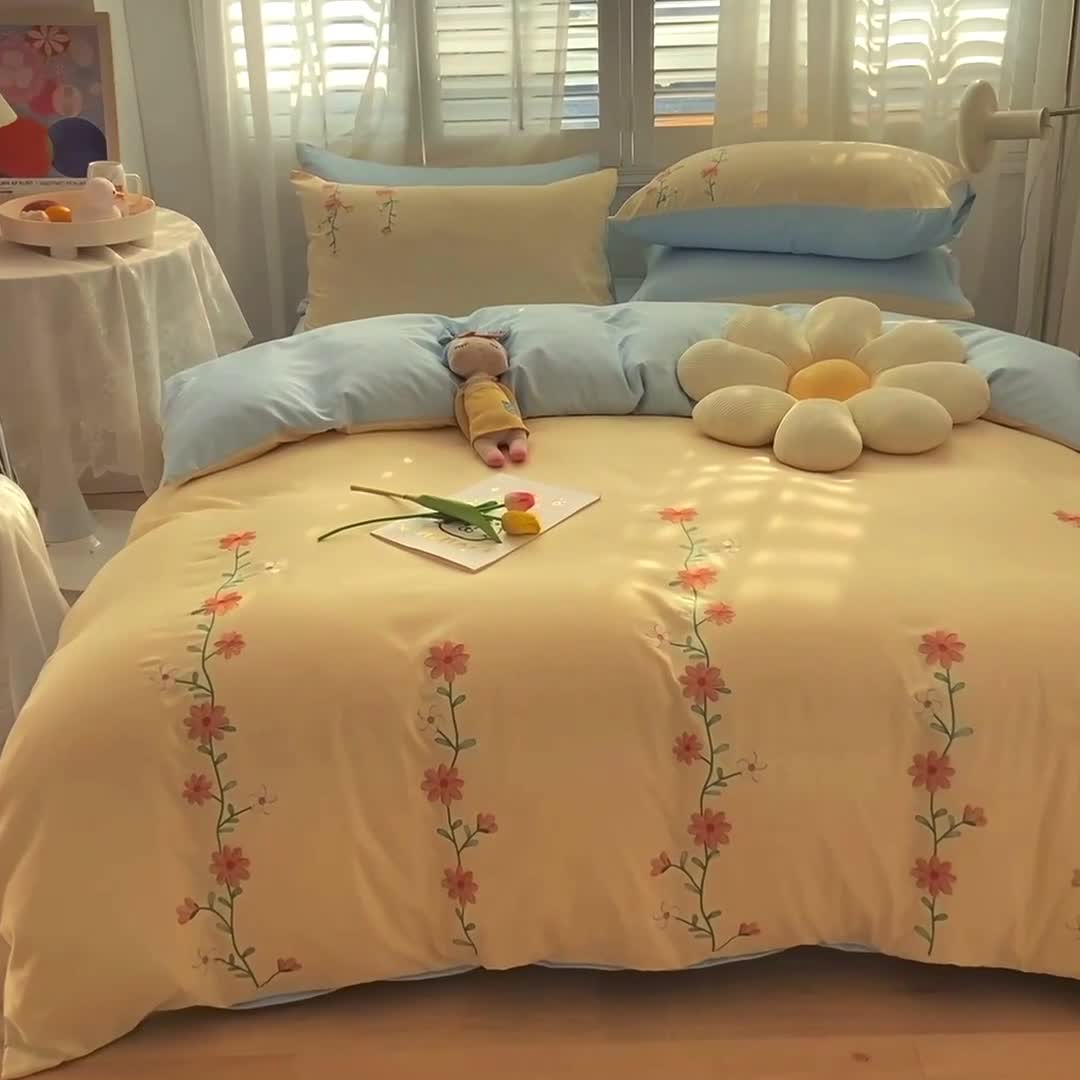 91家纺网 家纺一手货源 找家纺 （总）眠帛 2022新款柔丝棉绣花四件套
