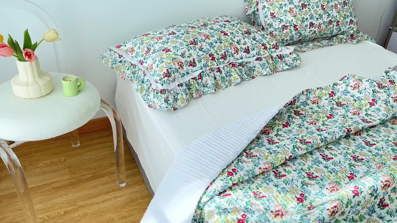 91家纺网 家纺一手货源 找家纺 淑女公社家纺 2022新款纯棉13372韩版镂空小花边床盖 暗香疏影