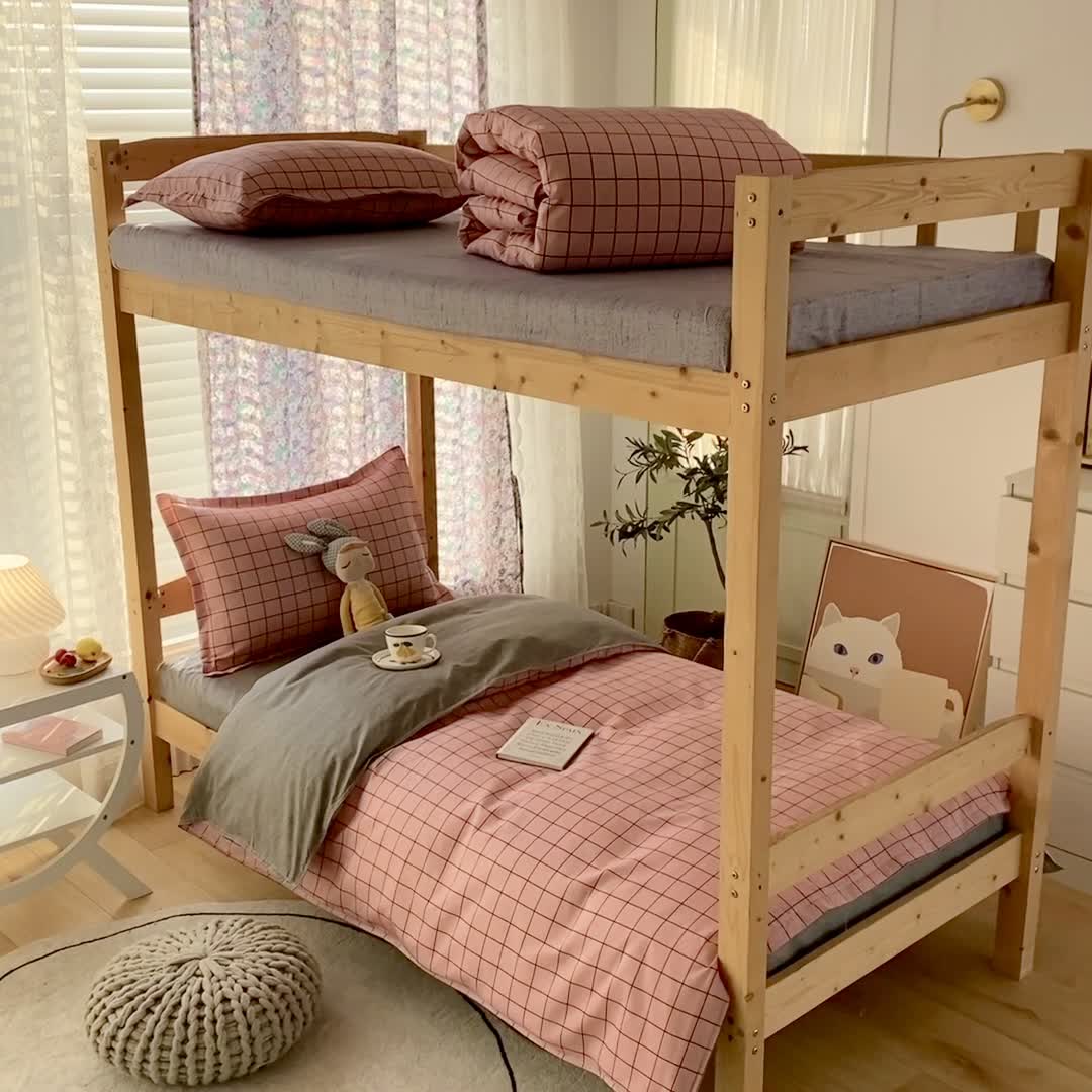 91家纺网 家纺一手货源 找家纺 （总）2022新款舒适亲肤芦荟棉上下铺学生印花四件套