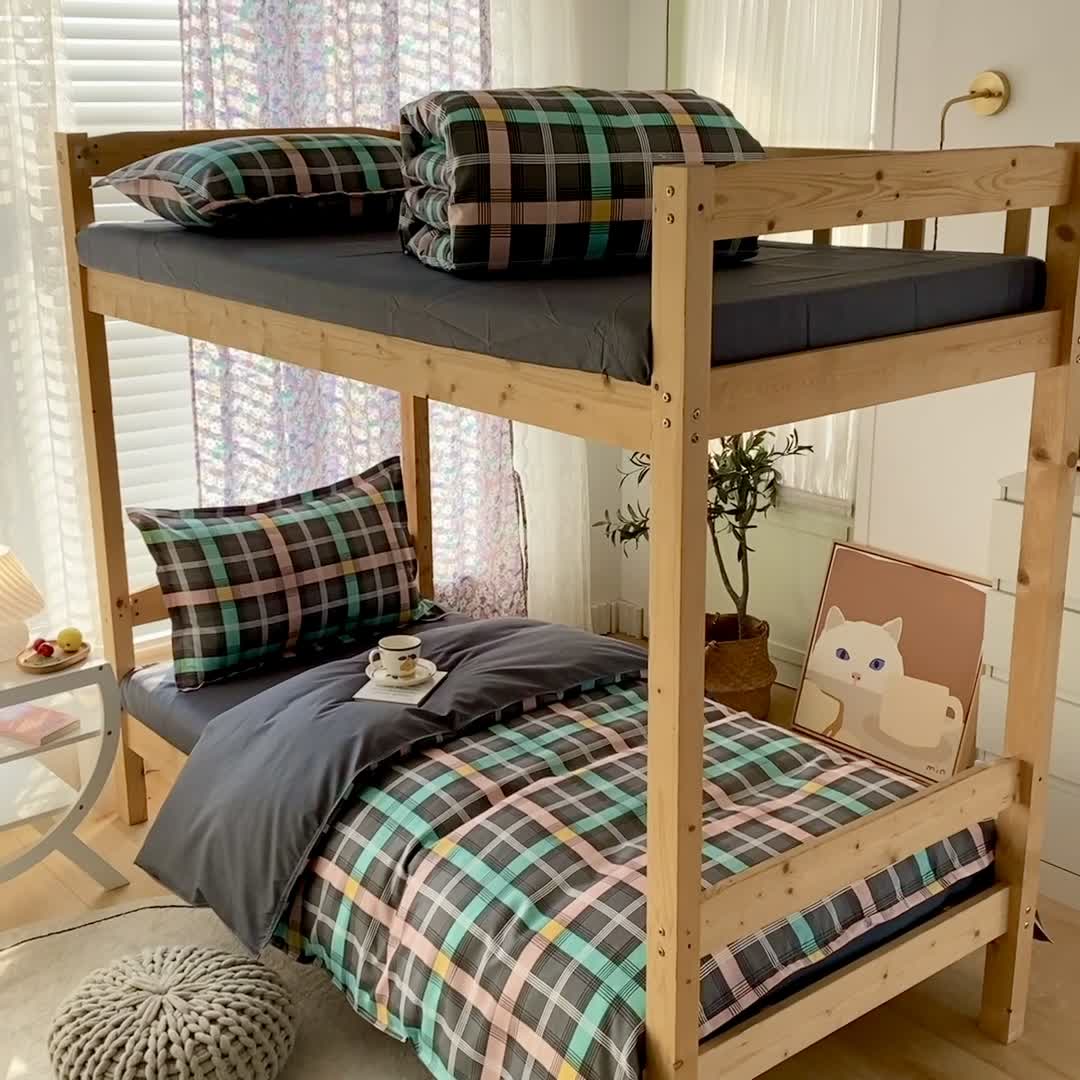 91家纺网 家纺一手货源 找家纺 （总）2022新款舒适亲肤芦荟棉上下铺学生印花四件套