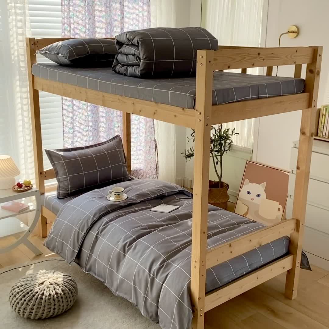 91家纺网 家纺一手货源 找家纺 （总）2022新款舒适亲肤芦荟棉上下铺学生印花四件套