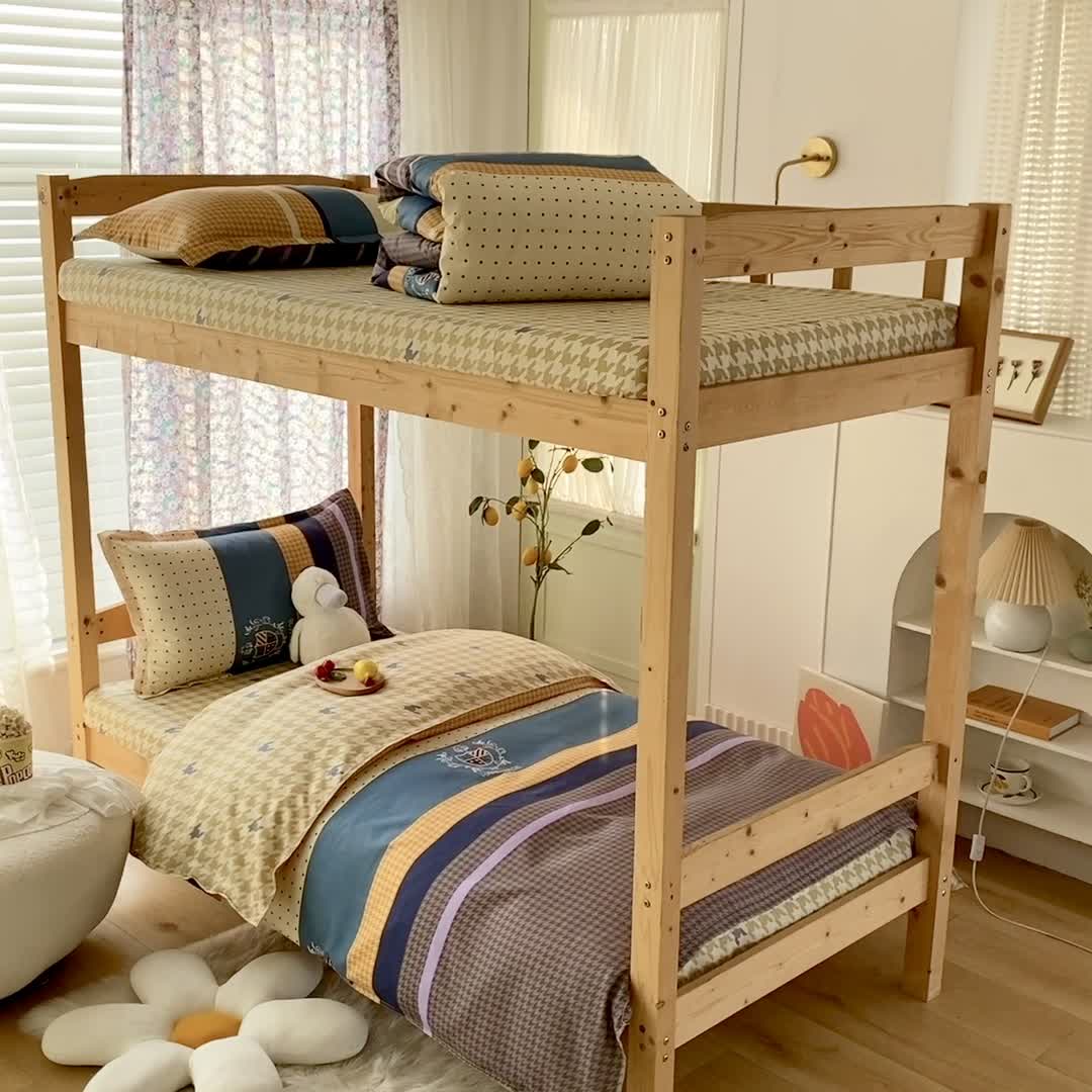 91家纺网 家纺一手货源 找家纺 （总）2022新款舒适亲肤芦荟棉上下铺学生印花四件套