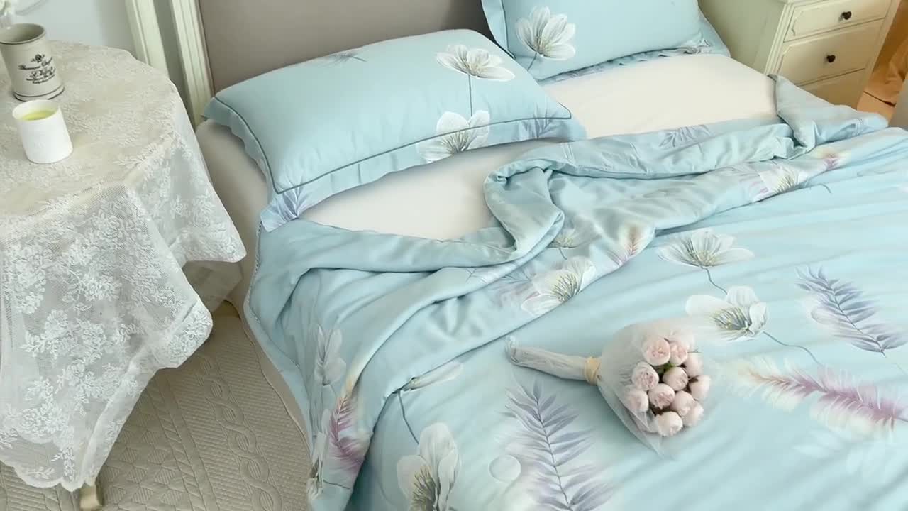 91家纺网 家纺一手货源 找家纺 棉生活家纺 2022新款莫代尔天丝夏被彩羽