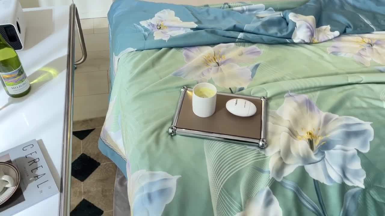 91家纺网 家纺一手货源 找家纺 棉生活家纺 2022新款莫代尔天丝夏被浮蕊绿