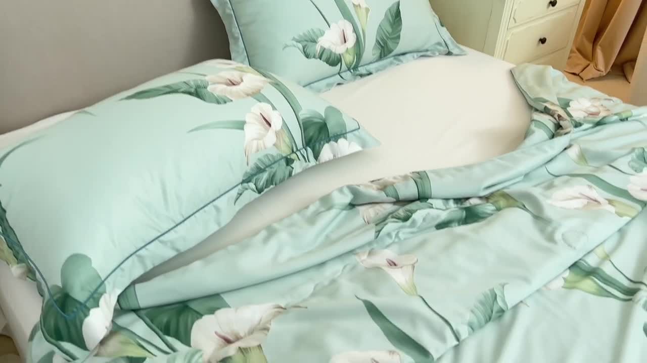 91家纺网 家纺一手货源 找家纺 棉生活家纺 2022新款莫代尔天丝夏被雅韵绿