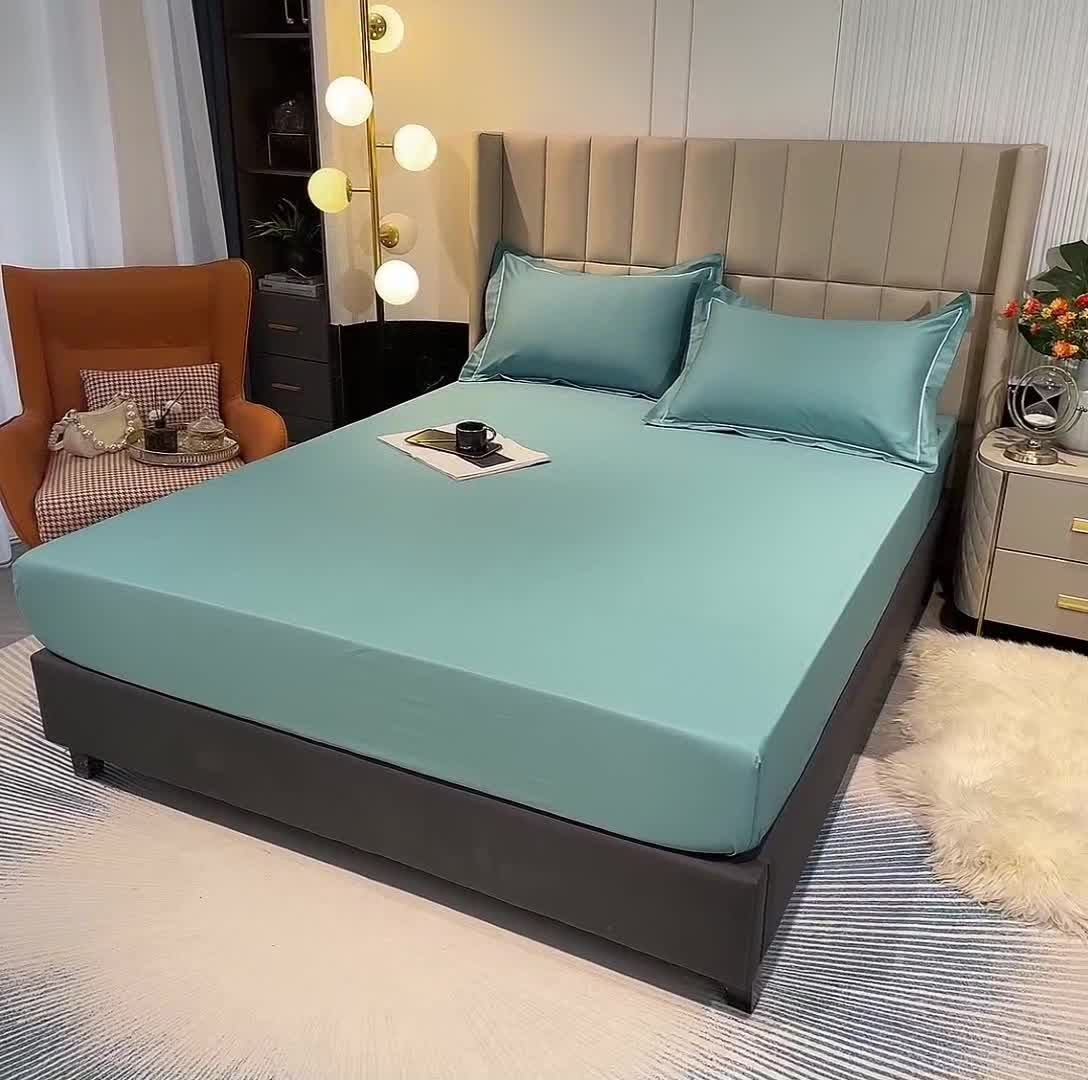 91家纺网 家纺一手货源 找家纺 锦罗绣 2024新款纯棉全棉13376纯色单床笠 墨绿