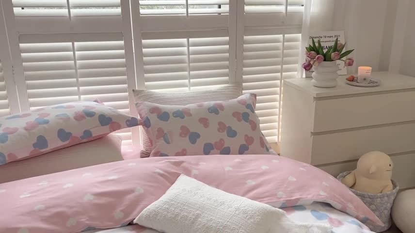 91家纺网 家纺一手货源 找家纺 柚子2022新款40支13372全棉印花四件套 心心相印