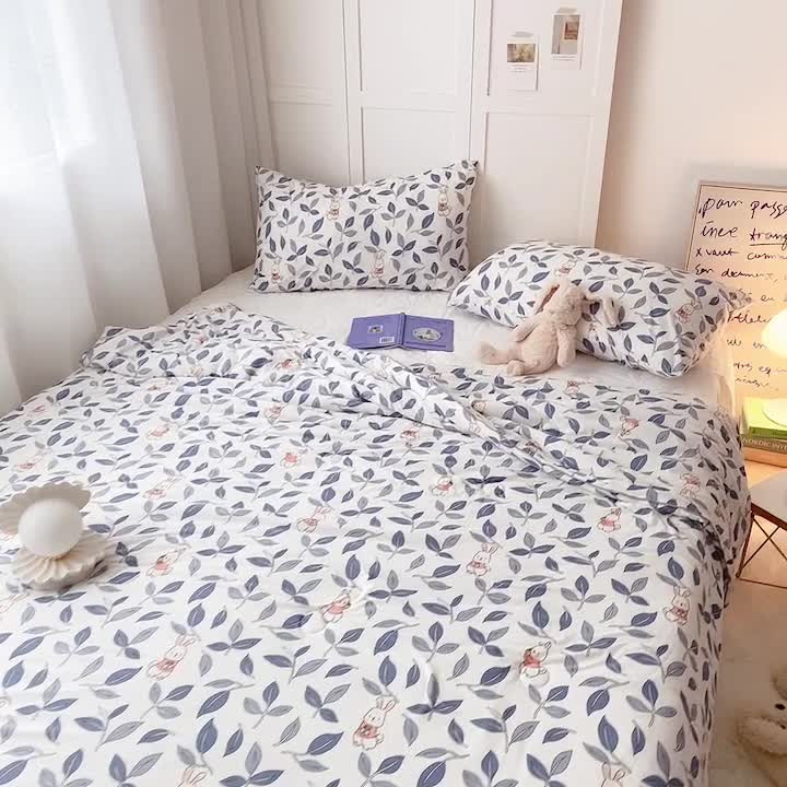 91家纺网 家纺一手货源 找家纺 星期八 2022新款卡通针织棉夏被 小兔