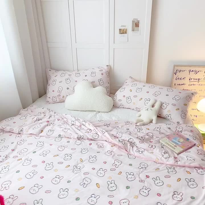 91家纺网 家纺一手货源 找家纺 星期八 2022新款卡通针织棉夏被 粉兔