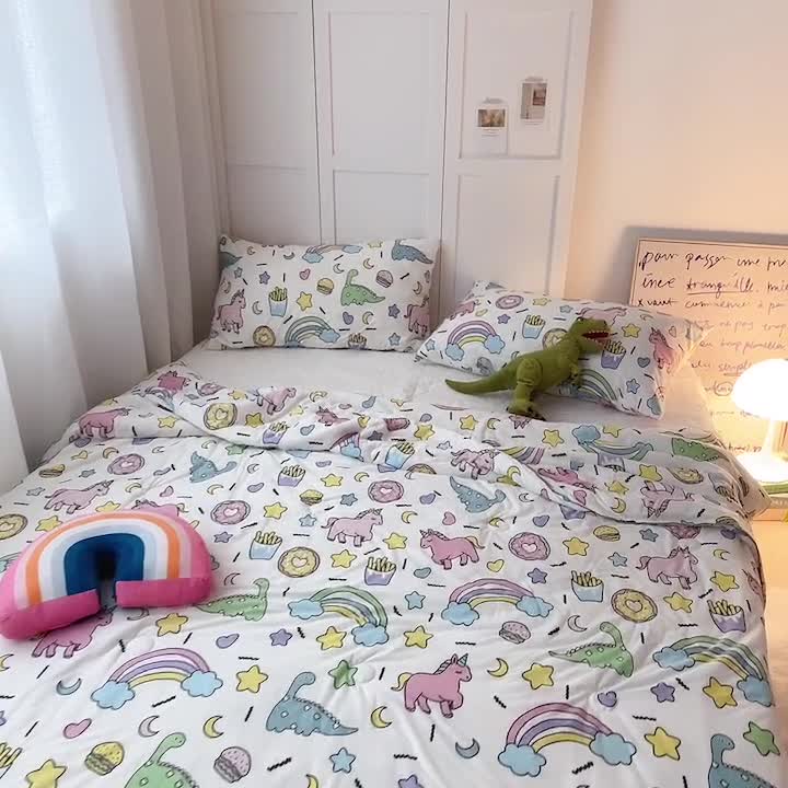 91家纺网 家纺一手货源 找家纺 星期八 2022新款卡通针织棉夏被 独角马