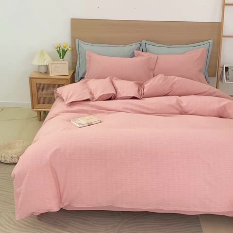 91家纺网 家纺一手货源 找家纺 杜先生 2023新款全棉无印风老粗布四件套直播爆款 无印风影格-玉