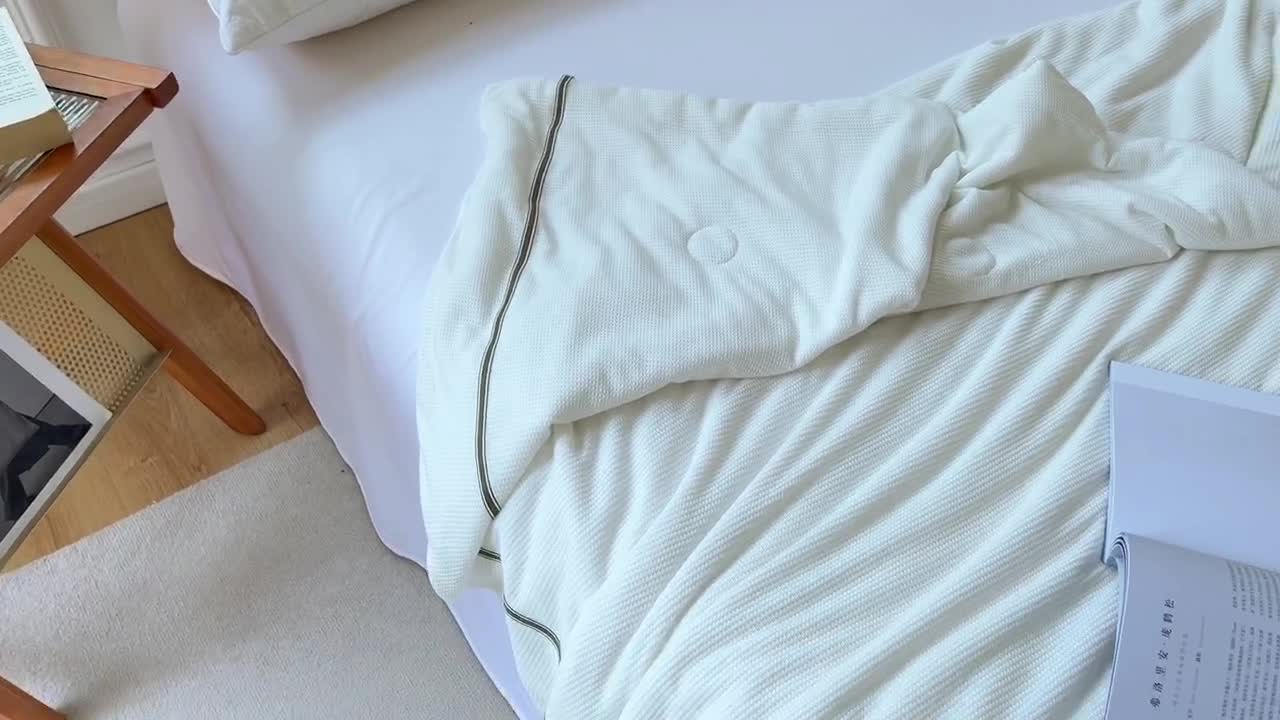 91家纺网 家纺一手货源 找家纺 （总）木堇 2022新款纯色莫代尔华夫格夏被