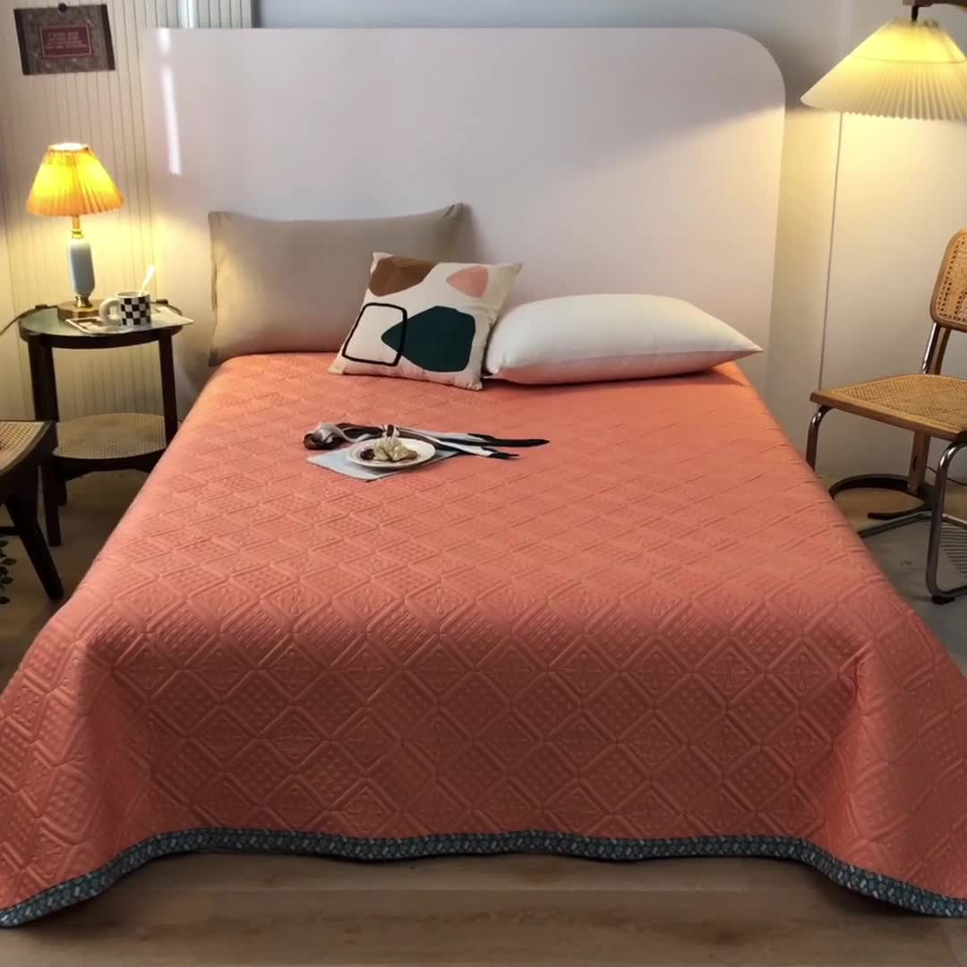 91家纺网 家纺一手货源 找家纺 卡奥 2023新款天丝莫代尔小茶芯床盖夏被 奶昔橙