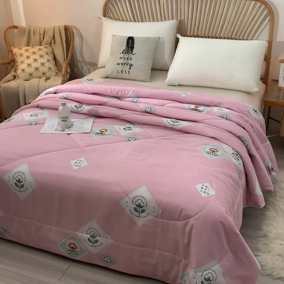 91家纺网 家纺一手货源 找家纺 富威堡 2023棉花夏被印花水洗棉夏凉被洛卡棉空调被新疆棉粉