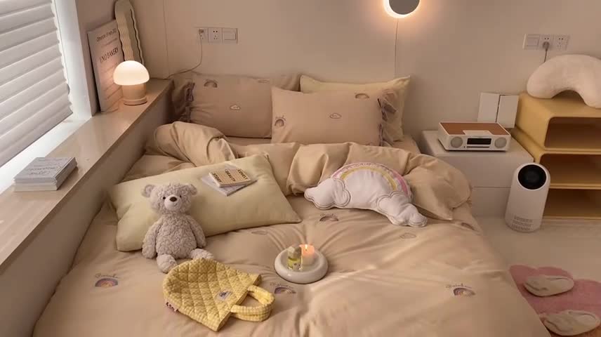 91家纺网 家纺一手货源 找家纺 嗨购家纺 2022新款色织水洗棉四件套-彩虹 彩虹黄