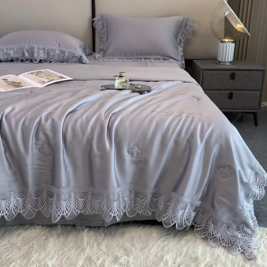91家纺网 家纺一手货源 找家纺 榻尚2023新款80S高端天丝夏被四件套悦绅士灰 会员-20