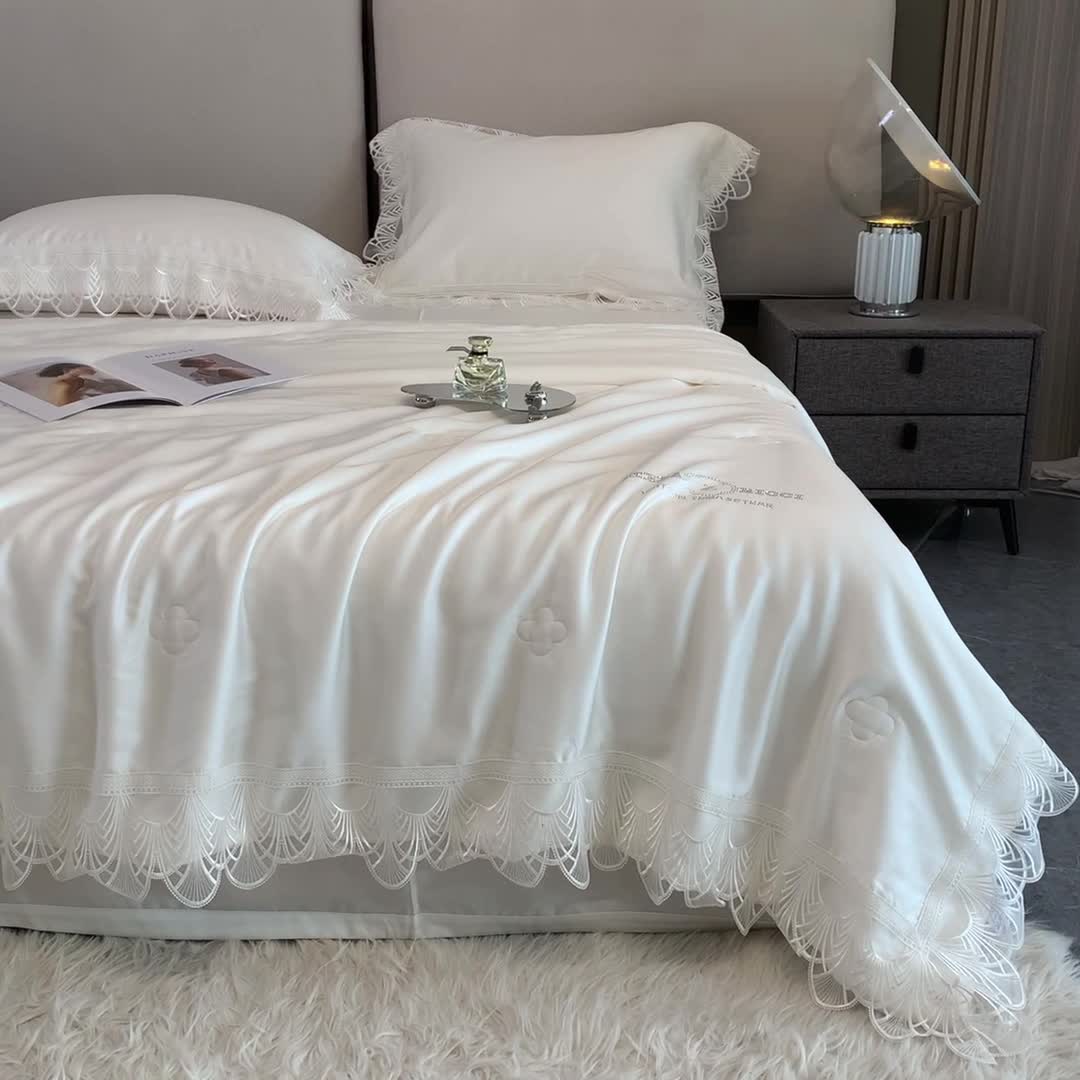 91家纺网 家纺一手货源 找家纺 榻尚2023新款80S高端天丝夏被四件套悦月光白 会员-20