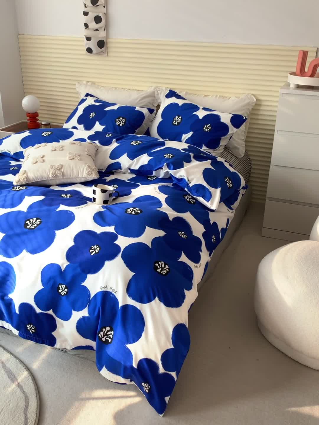 91家纺网 家纺一手货源 找家纺 怡家居 2022春季新款全棉四件套第四批 蓝茵