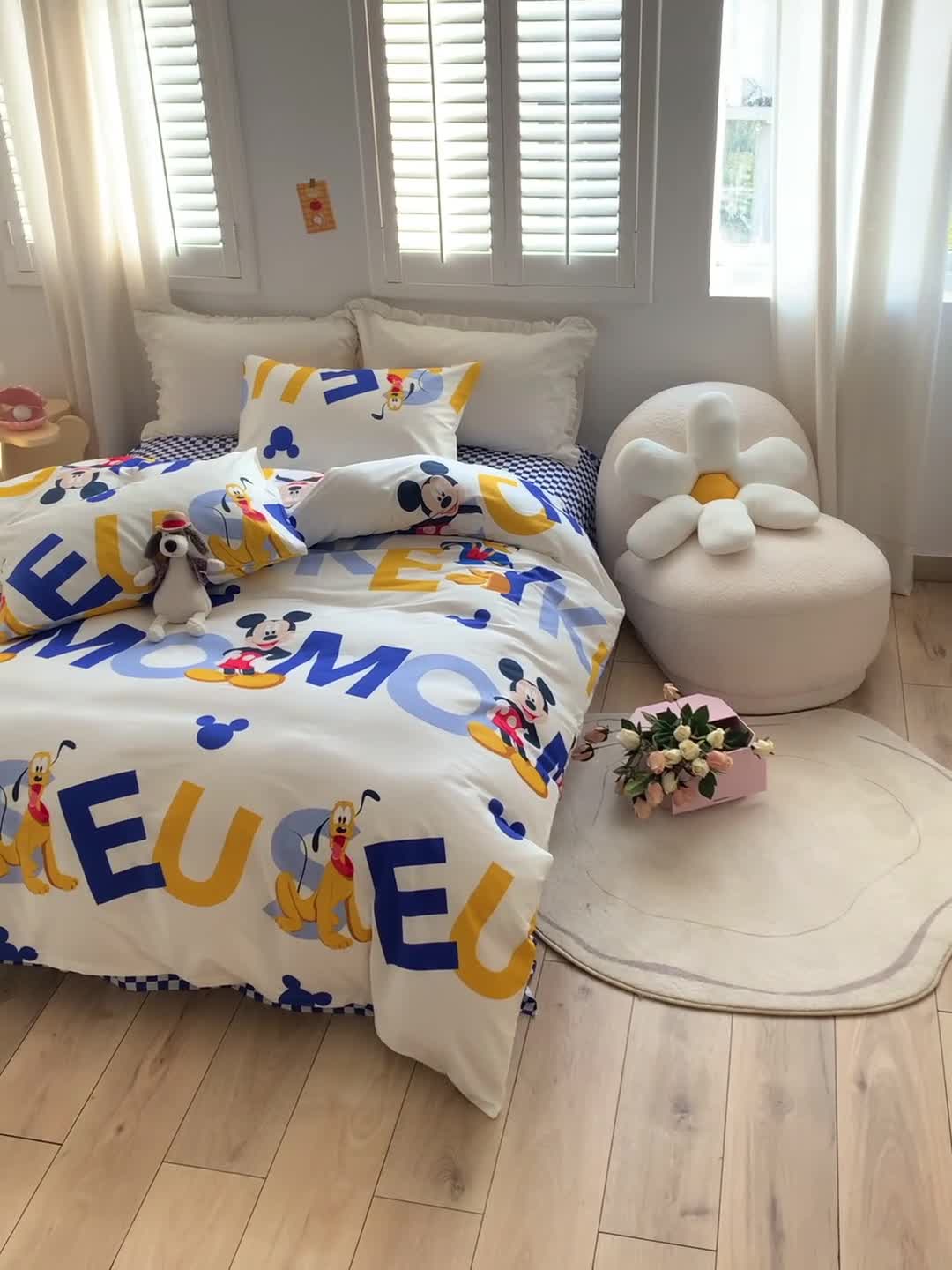 91家纺网 家纺一手货源 找家纺 怡家居 2022春季新款全棉四件套第五批 米奇唐老鸭