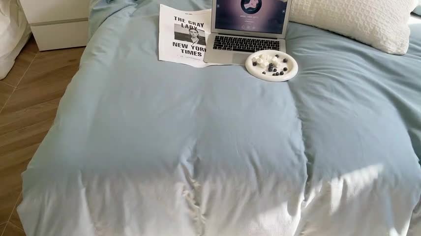 91家纺网 家纺一手货源 找家纺 窝米 2022春季新品素色双拼水洗棉系列四件套 雾霾蓝双拼