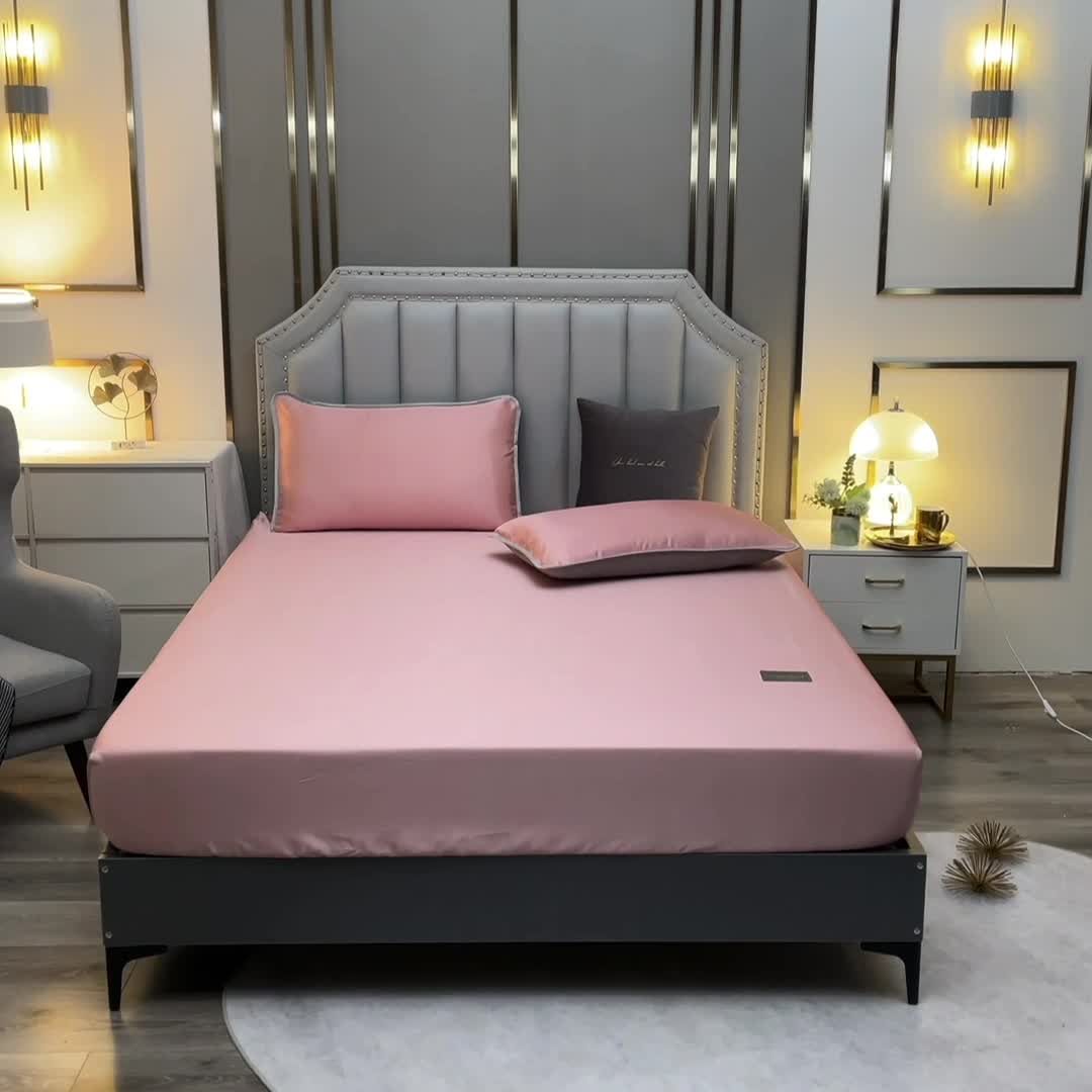 91家纺网 家纺一手货源 找家纺 潮邦 2025新款可水洗四公分松紧整圈柔软清凉冰丝凉席床笠款 雪豆沙