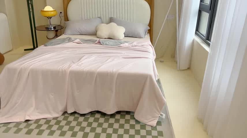 91家纺网 家纺一手货源 找家纺 星座  2025春夏A类凉感丝夏被空调被芯被子 清新粉