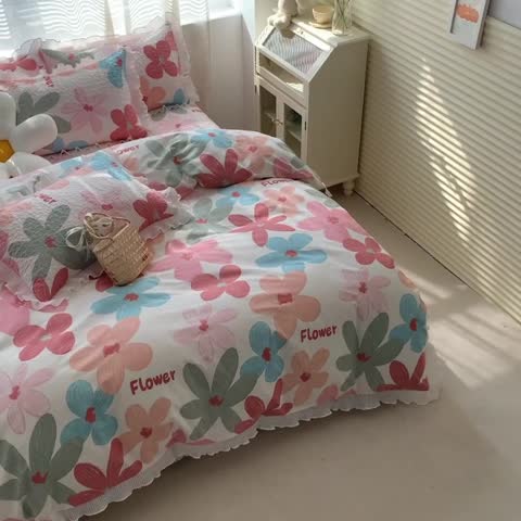 91家纺网 家纺一手货源 找家纺 仟网汇 2022新款全棉喷气13070床盖三件套四件套 相遇