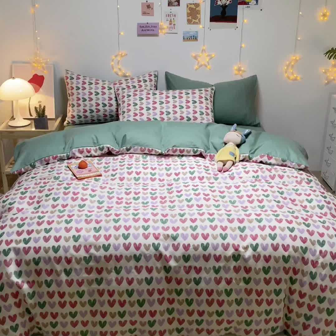 91家纺网 家纺一手货源 找家纺 琪格格纺织 2022新款纯棉小清新套件及单品 彩色甜心