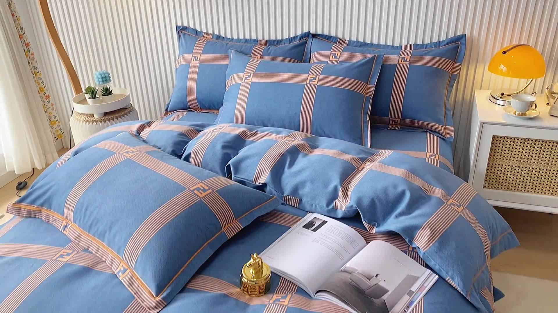 91家纺网 家纺一手货源 找家纺 杜先生 2023新款全棉加厚磨毛系列四件套 艺术构想-灰