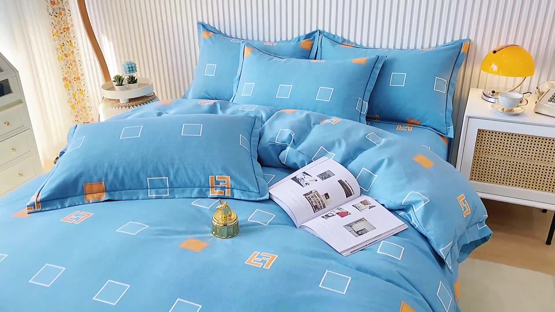 91家纺网 家纺一手货源 找家纺 杜先生22新款全棉加厚磨毛系列床单 梦幻空间-蓝（圆角床单）