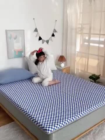 91家纺网 家纺一手货源 找家纺 （总）鑫钰  2023全棉新款全棉棋盘格榻榻米加厚床垫