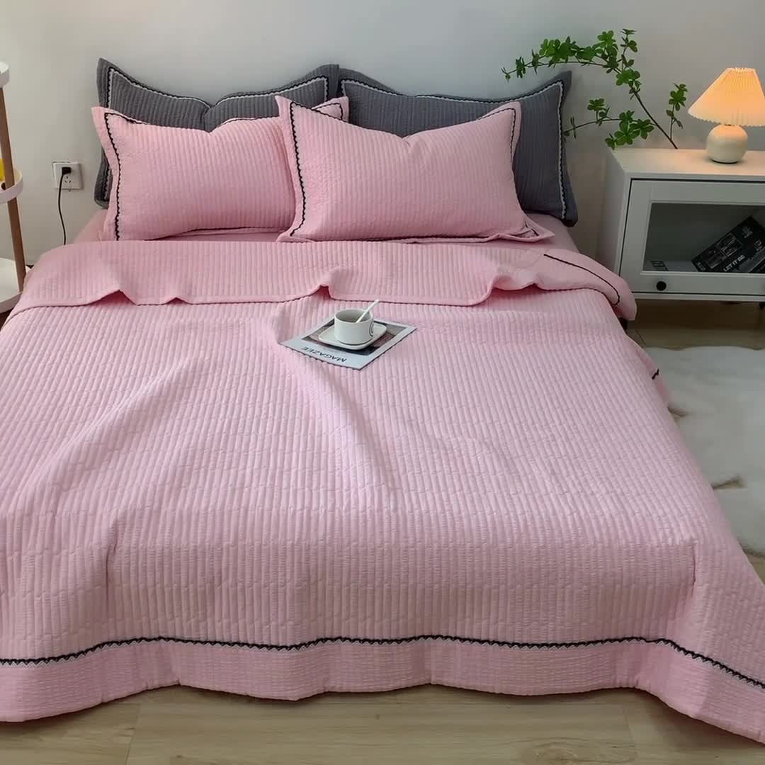 91家纺网 家纺一手货源 找家纺 （总）乐卧2025雅韵蕾丝花边手工花卉夏被四件套简版