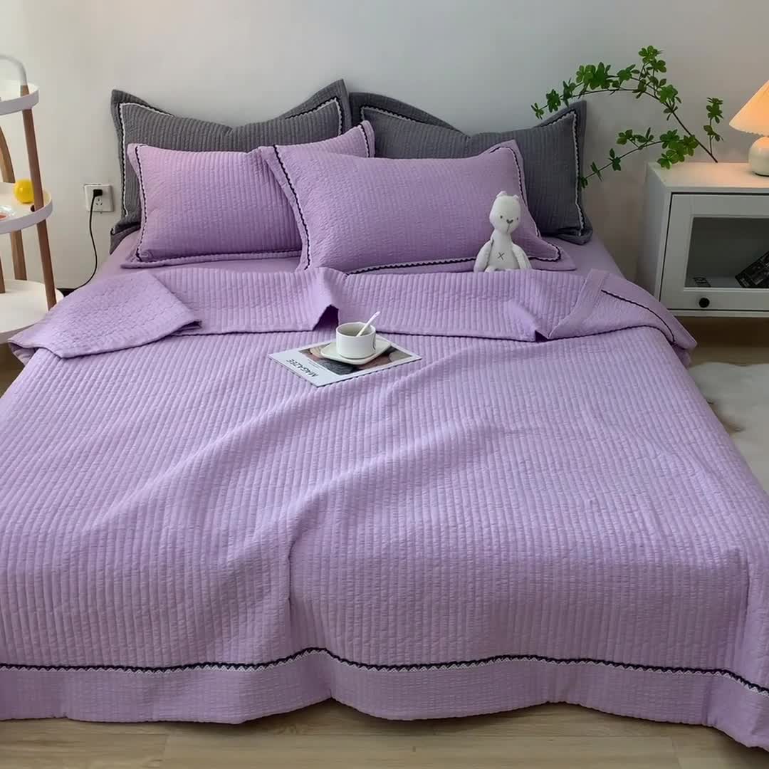 91家纺网 家纺一手货源 找家纺 乐卧2026雅韵蕾丝花边手工花卉夏被四件套简版 兰花色-简版