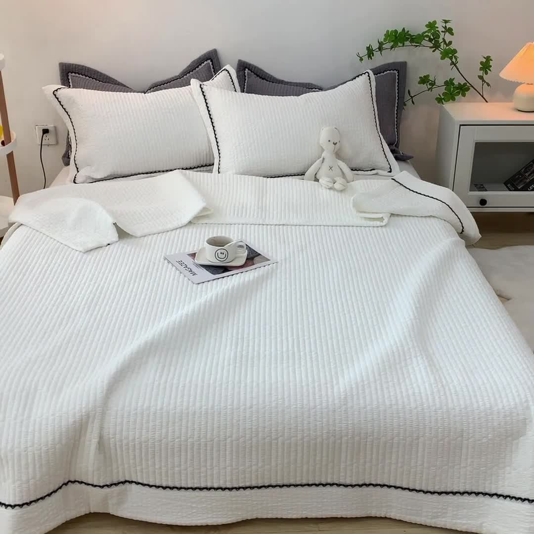 91家纺网 家纺一手货源 找家纺 乐卧2026雅韵蕾丝花边手工花卉夏被四件套简版 甜白色-简版