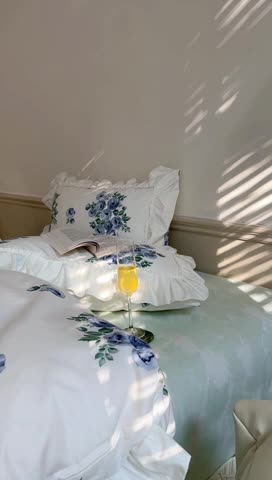 91家纺网 家纺一手货源 找家纺 昔可2022新款复古花花边四件套法式蓝玫瑰