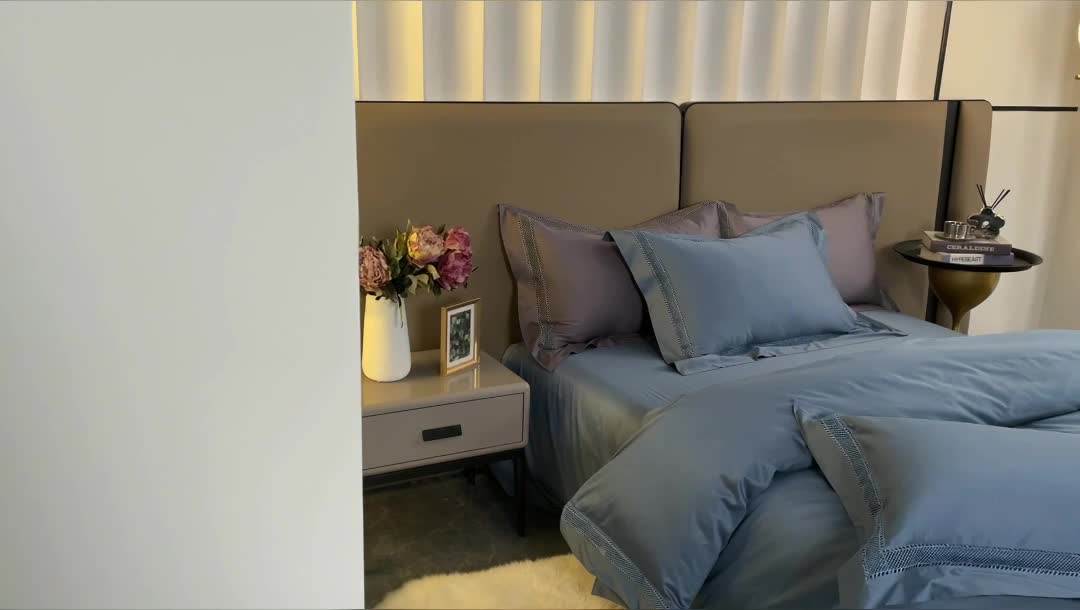 91家纺网 家纺一手货源 找家纺 淼铭 秋冬新品镂空工艺四件套-琉璃系列琉璃-雀蓝