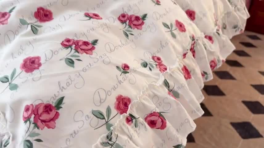 91家纺网 家纺一手货源 找家纺 昔可2022新款复古花花边四件套 法式恋恋玫瑰