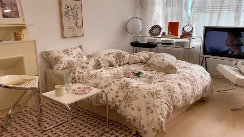 91家纺网 家纺一手货源 找家纺 昔可2022新款轻奢dior风四件套 蝴蝶玫瑰 金