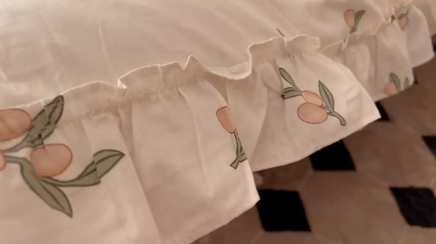 91家纺网 家纺一手货源 找家纺 昔可2022新款复古花花边四件套 小枇杷