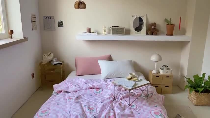 91家纺网 家纺一手货源 找家纺 星期八 2022新款A类水洗棉大豆夏被被子被芯 粉格