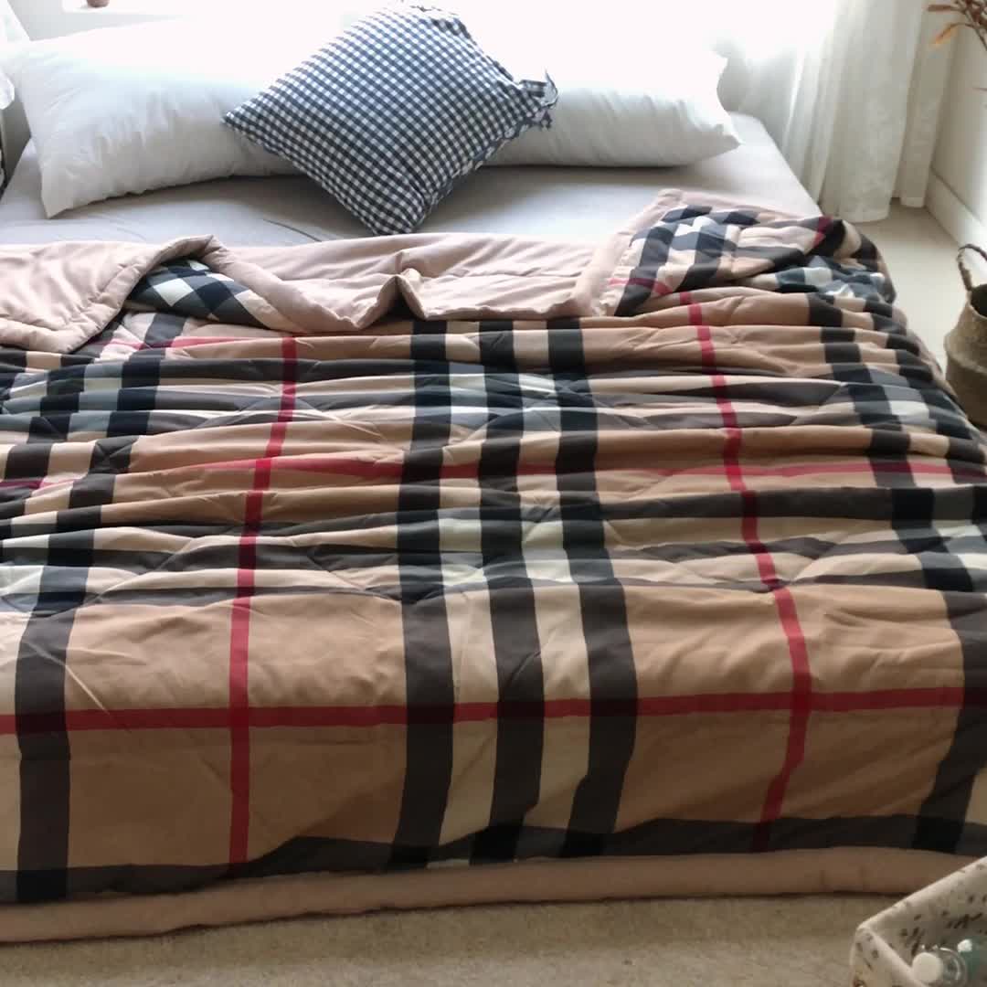 91家纺网 家纺一手货源 找家纺 慕尚家纺 2025新款日式简约无印风夏被夏凉被风格一 宝格大格