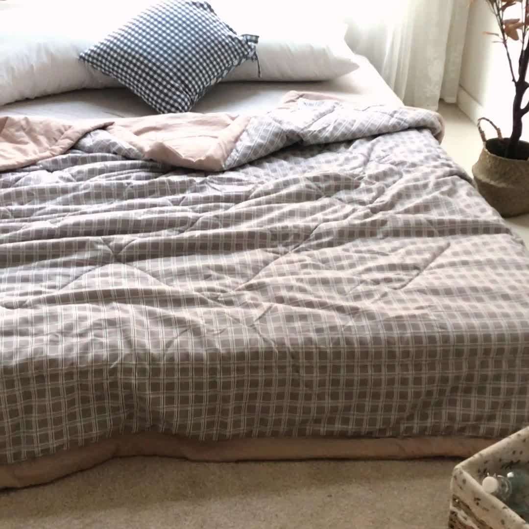 91家纺网 家纺一手货源 找家纺 慕尚家纺 2025新款日式简约无印风夏被夏凉被风格一 小咖格