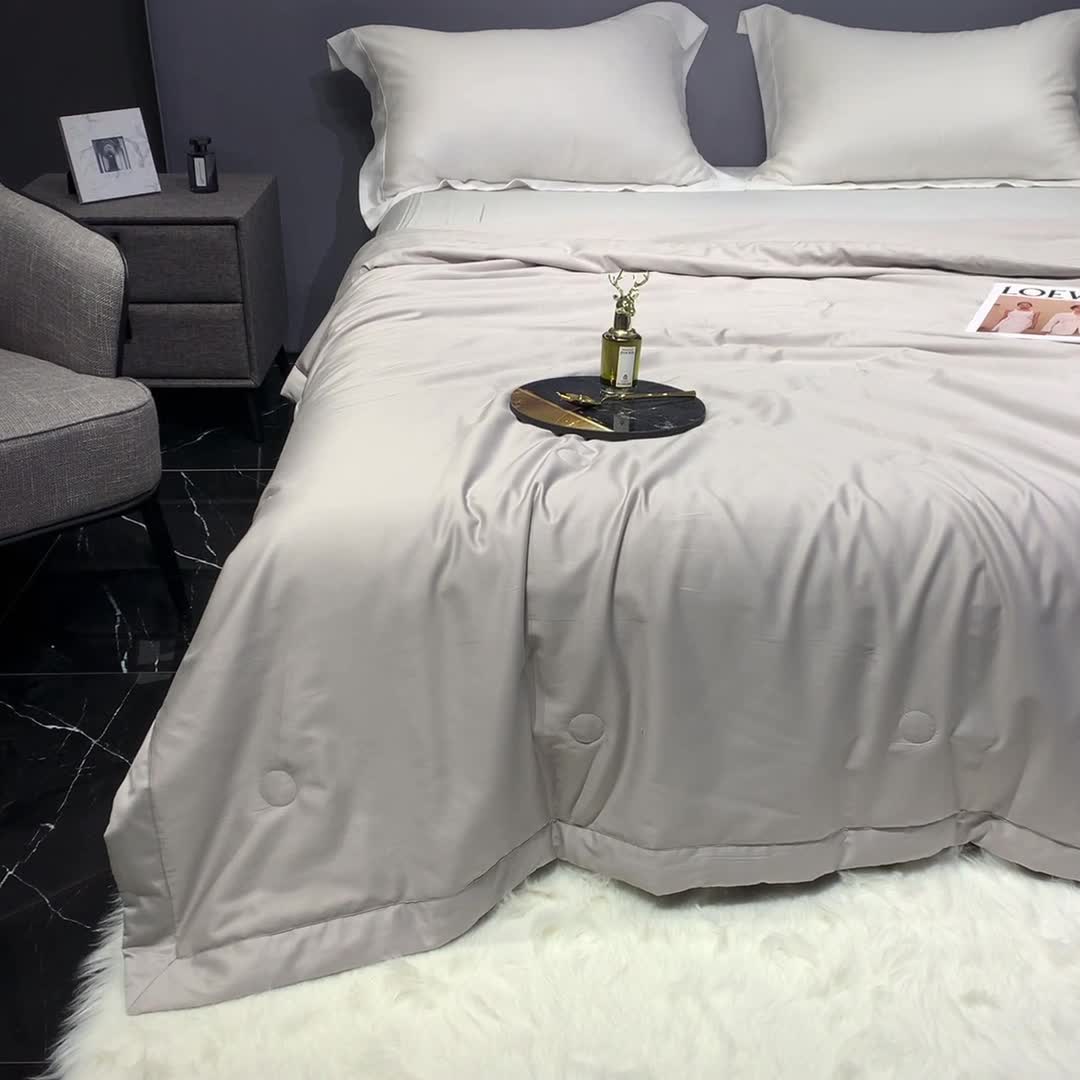 91家纺网 家纺一手货源 找家纺 榻尚家居2023新款TS长绒棉超柔夏被 灰色