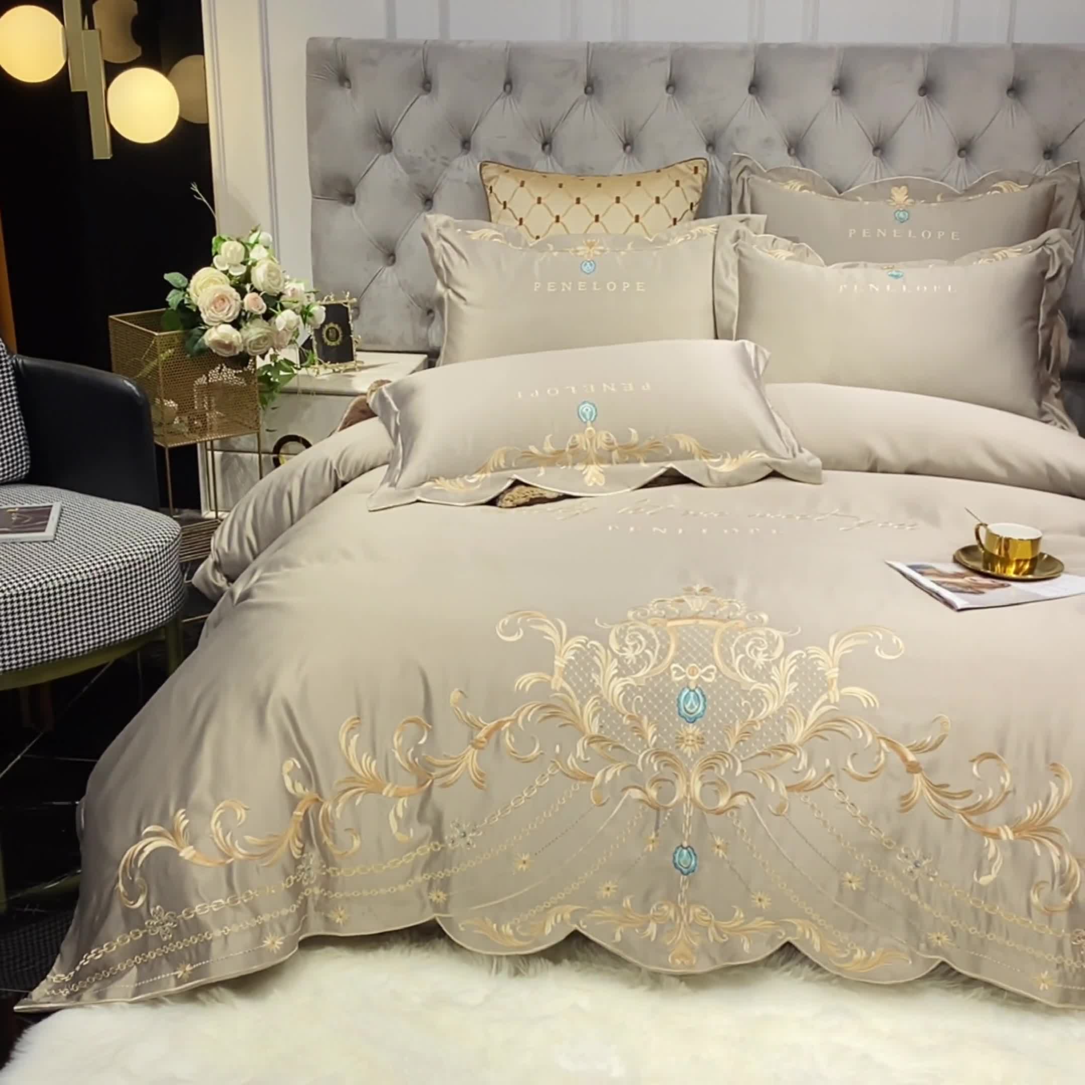 91家纺网 家纺一手货源 找家纺 欧乐蒂 2022新款A版60支水洗真丝B版纯棉四件套欧雅 欧雅-高级灰